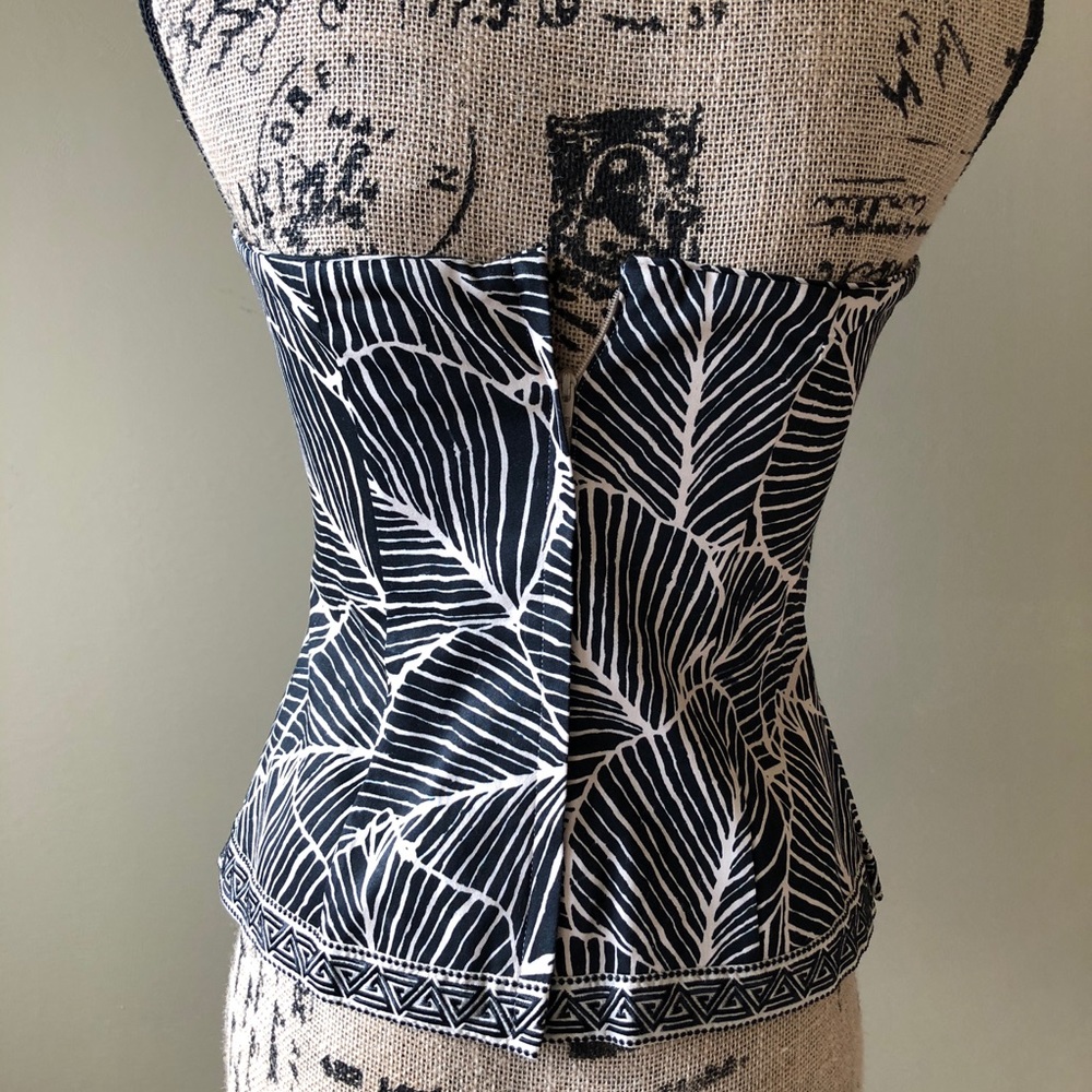 Whbm tan and black leaf print embroidered bustier - Picture 4 of 6